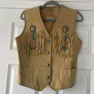 Scully suede vest with fringe, turquoise and silver beading. Excellent quality.